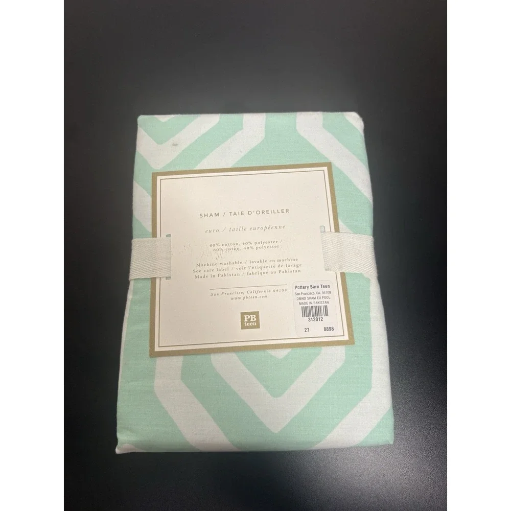 Pottery Barn Teen Diamond Pop Sham Pillow Euro Light Pool Cotton Blend